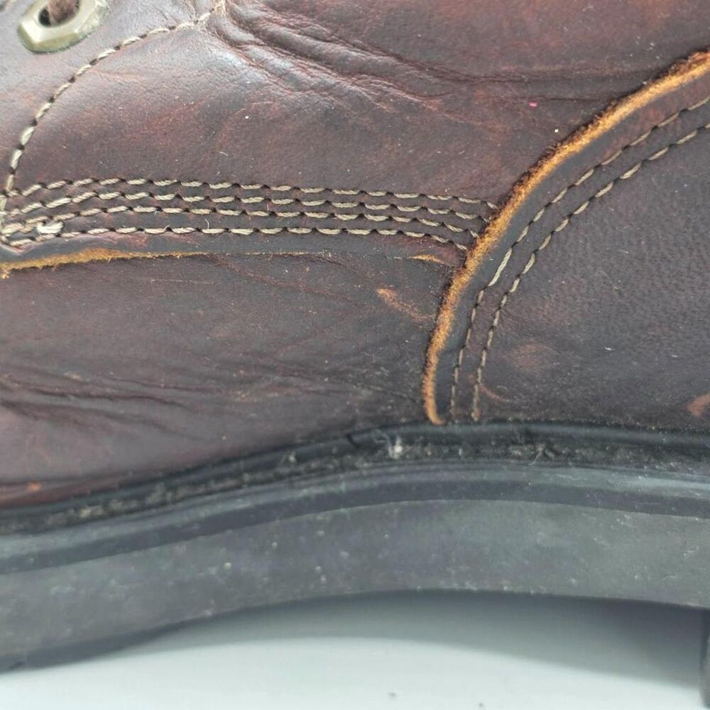 Justin Mens 12 D Brown Leather Conductor 8" Work Boots Comfort Packer Used - Picture 10 of 13